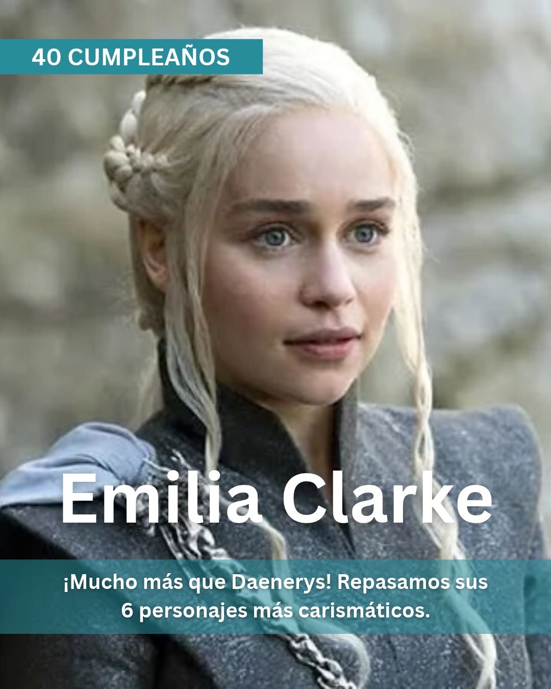 🎂 @emilia_clarke cumple 40 años y en laCritica.es lo celebramos con 6 papeles que nos han conquistado, desde los dragones 🐉 de #Daenerys hasta la sonrisa de Louisa Clark.

🎬 ¿Qué tiene de especial cada #personaje que ha interpretado? Repasamos sus cambios de registro y algunas #curiosidades para que elijas tu próxima #película o #serie.

👉 Lee el artículo completo en laCritica.es. ¡Link en la bio!

💬 Si tuvieras que quedarte con uno de sus personajes, ¿cuál elegirías?

#EmiliaClarke #EmiliaClarke40 #JuegoDeTronos #DaenerysTargaryen #AntesDeTi #LastChristmas #Ponies #CineYSeries #LaCriticaEs