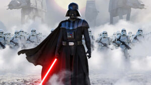 Darth Vader junto a stormtroopers.