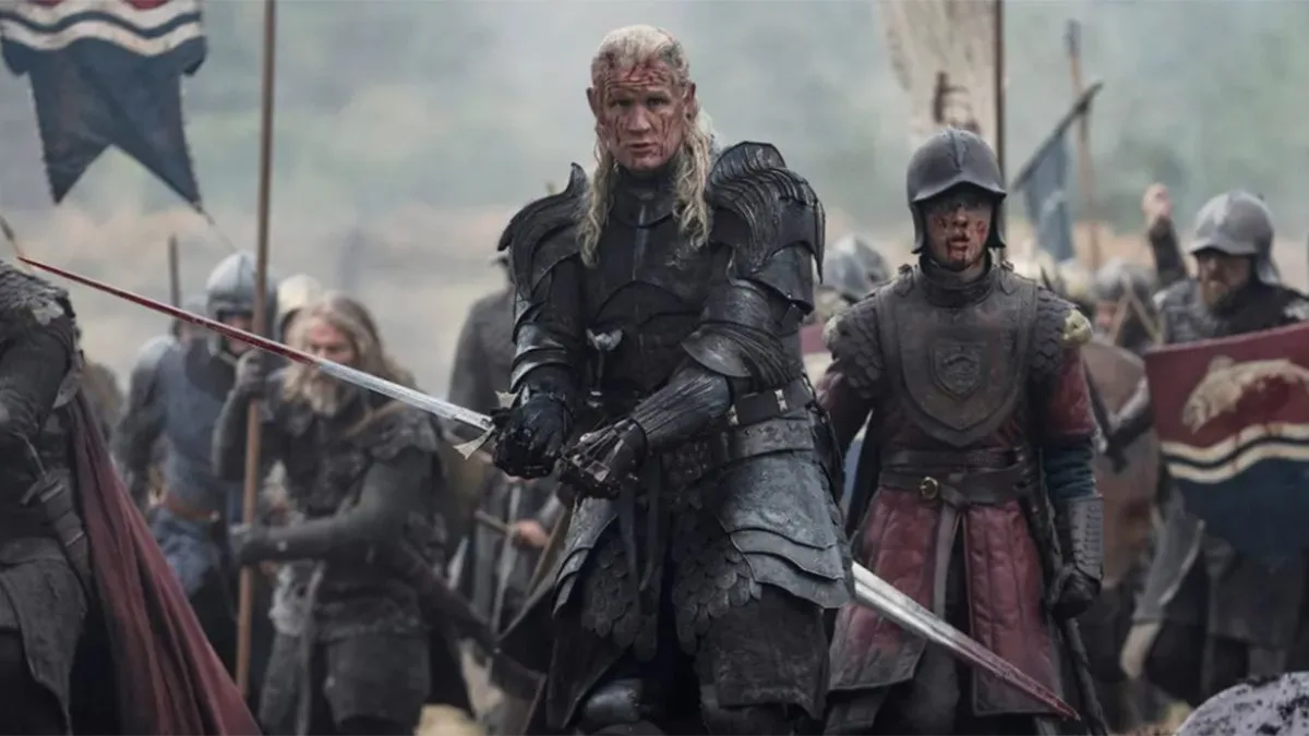 Daemon Targaryen cubierto de sangre en una escena de la temporada 3 de 'La casa del dragón'.