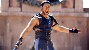 Russell Crowe en una de las escenas más icónicas de 'Gladiator'.
