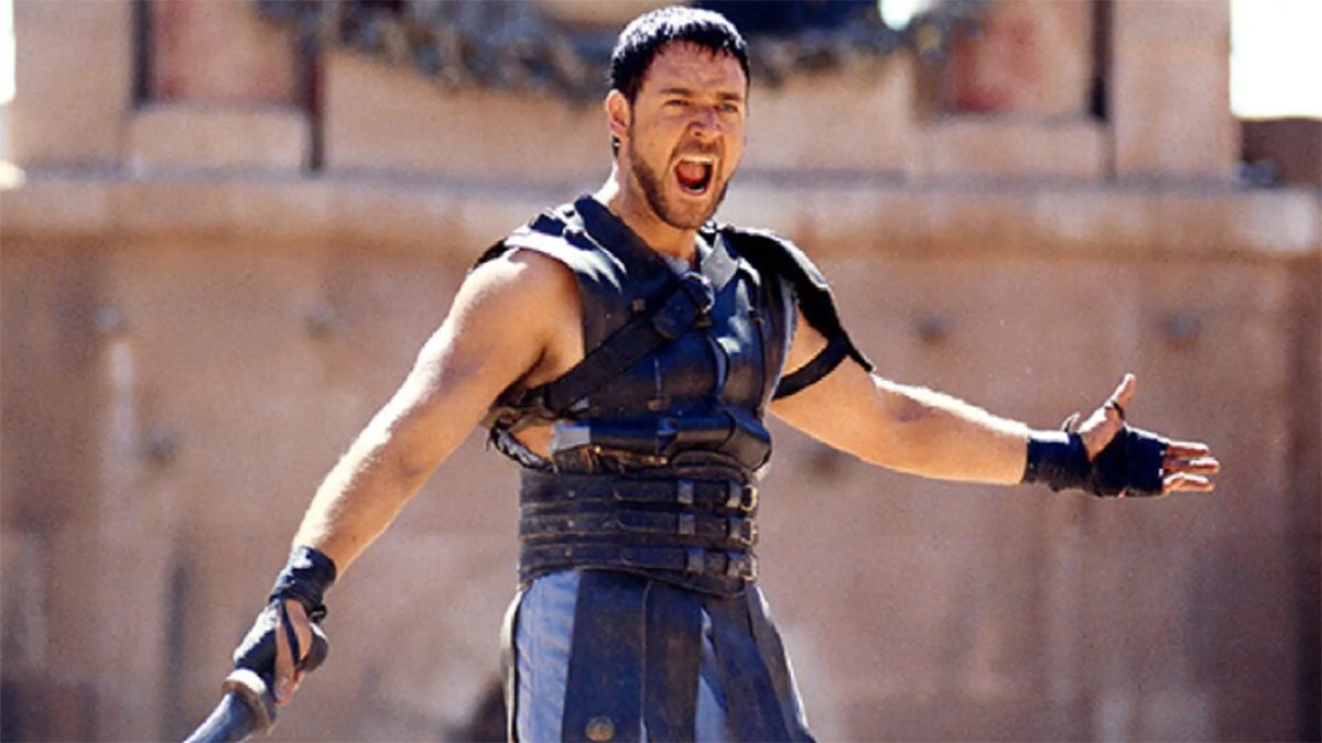 Russell Crowe en una de las escenas más icónicas de 'Gladiator'.