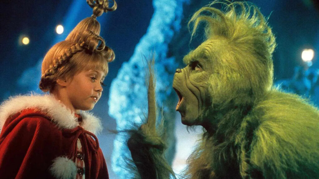 Taylor Momsen y Jim Carrey, como Cindy Lou Who y el Grinch