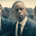 Cartel de 'Paradise' en el que aparecen tres de sus personajes principales. De izquierda a derecha: James Mardsen, Sterling K. Brown y Julianne Nicholson.