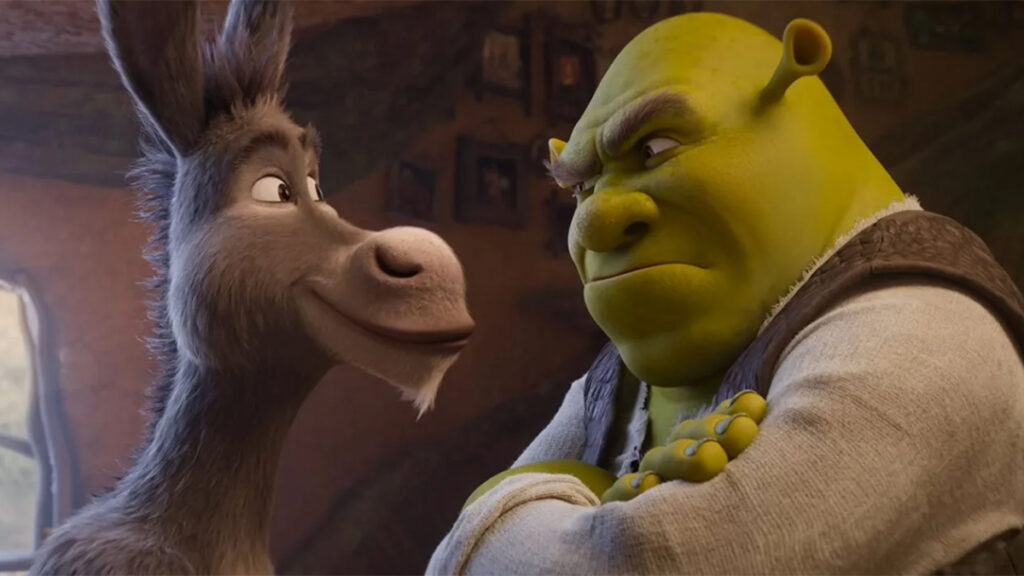 Shrek mostrando su enfado con Asno, algo habitual que volverá a repetirse en 'Shrek 5'.