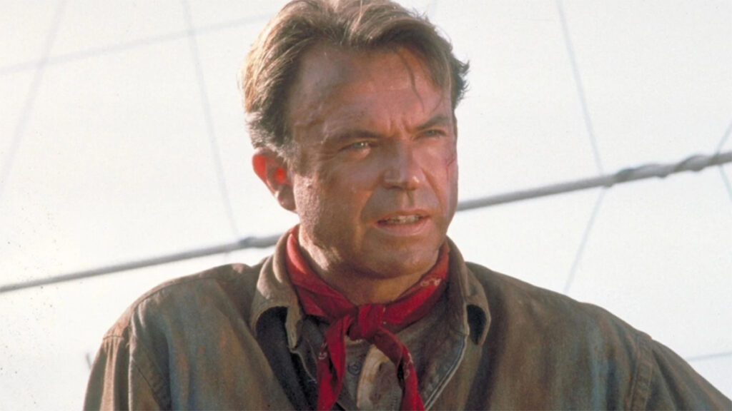 Sam Neill interpretando al doctor Alan Grant en una escena de 'Parque Jurásico'.