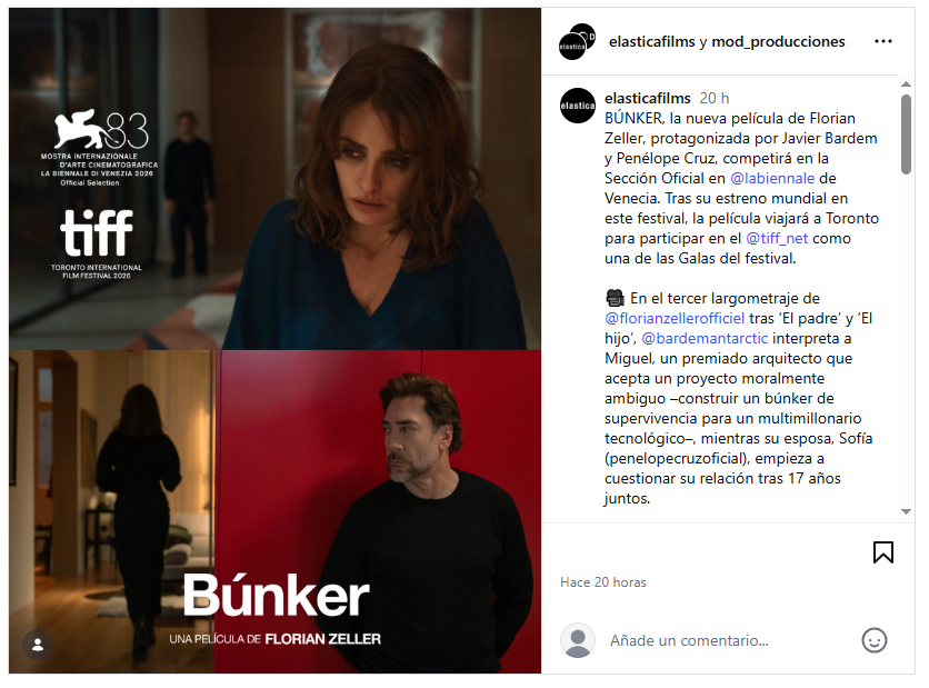 'Bunker' reúne en el cine a Penélope Cruz y Javier Bardem ocho años después.