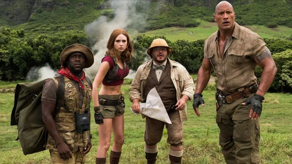 Kevin Hart, Karen Gillan, Jack Black y Dwayne Johnson, en 'Jumanji'.