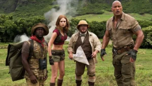 Kevin Hart, Karen Gillan, Jack Black y Dwayne Johnson, en 'Jumanji'.