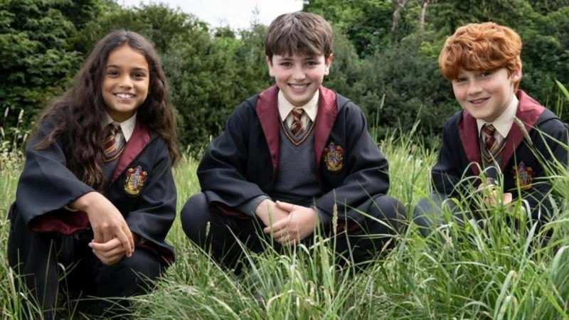 Los personajes de Hermione, Harry Potter y Ron, en la serie de HBO Max.