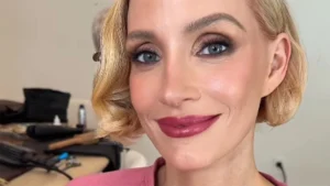La actriz Jessica Chastain durante la promoción de la película 'La otra mamá'